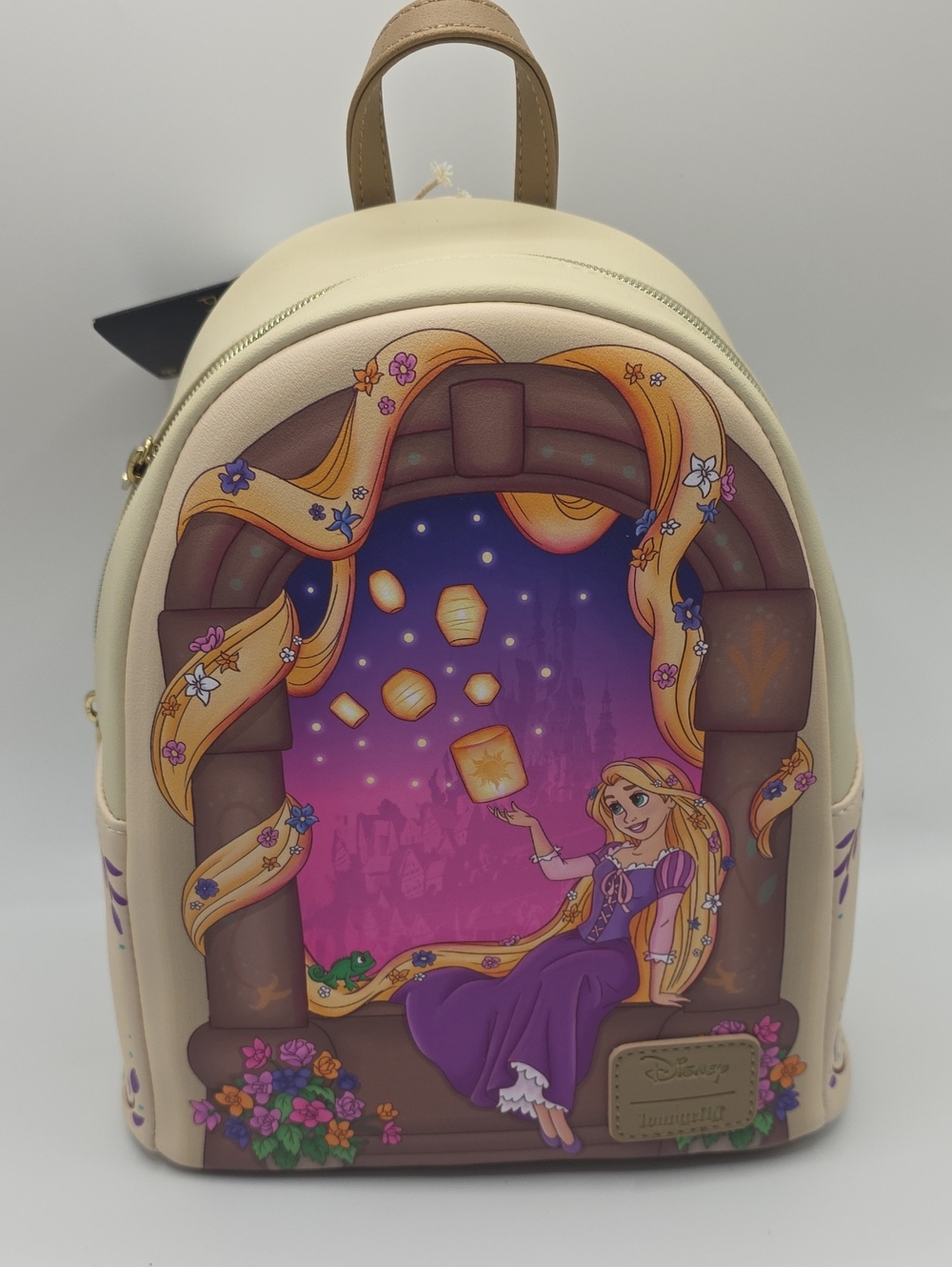 Loungefly Rapunzel Lantern Scene Mini Backpack - Beige/Purple/Gold